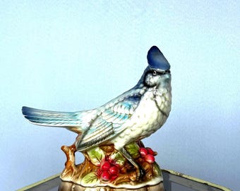 Colorful birds of paradise cockatoo bird made of porcelain hand-painted bird figurine Elegant Boho Chic decoration bedroom decoration porcelain figurine OOAK animal figurine