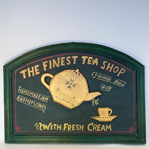 Bonita placa de madera, decoración de pared estilo shabby chic, decoración rústica de cocina, pizarra retro vintage, pizarra vintage, pizarra para la hora del té en la cafetería, regalo vintage para madre