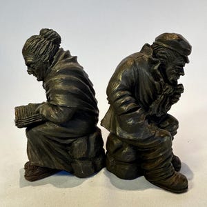 Bookends Old Farmers made of Plaster Decorative Bookshelf Vintage Bookend Plaster Study Rustic Figure for the Shelf Bookend Cotton chic