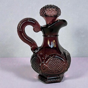 Flacone per condimento Avon rosso rubino, arte vetraria francese Art Déco, flacone per cosmetici anni '70, decorazione MCM per toletta, flacone per decorazione da toeletta vintage