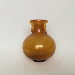 Italian Murano Vase 1960s Amber Murano Glass Vtg Designer Glass Vase Italian Glass Art Murano Glass Amber Vase