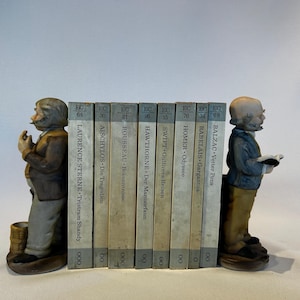 Original bookends made of ceramic decoration bookcase vintage figure gift for professor wooden bookend shelf study bookend wood vintage