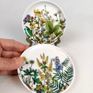 Zwei Service-Schalen von Kaiser Porzellan Nusschalen Kleine Porzellanteller mit Blumen-Motiven Vtg Untersetzer Shabby Chic Tapas Geschirr