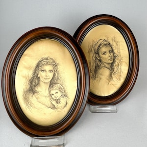 Vintage Kunstportrait auf Seide im Holzrahmen Seidenbild Viktorianischer Stil Kunstbilder Romantische Schlafzimmer Deko Kunst auf Seide