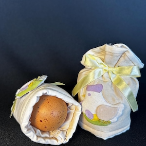 Easter Decoration Vintage Two Egg Cozies Shabby Chic Decor Easter Egg Cover Easter Bunny Egg Hat Vtg