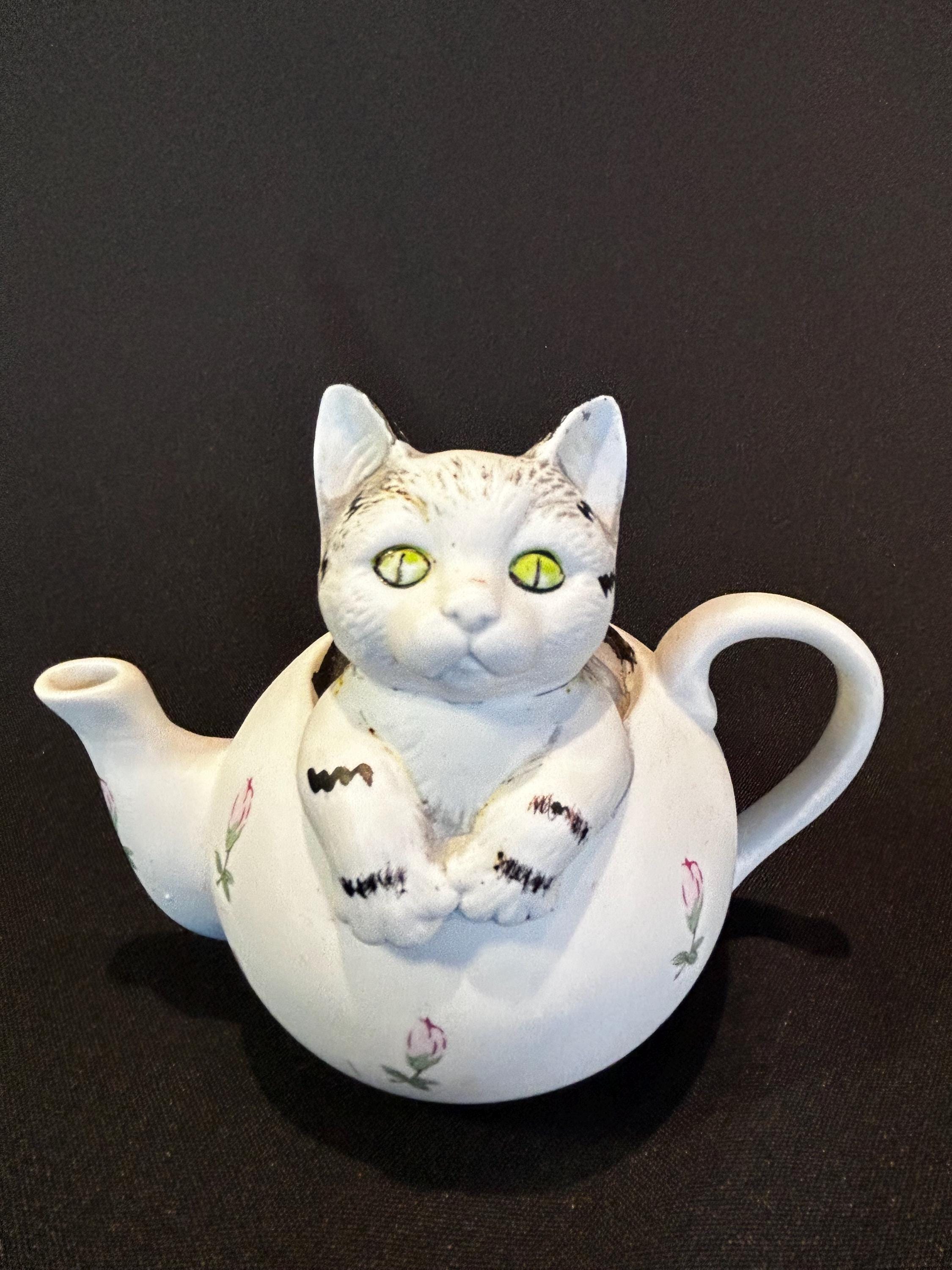 生意気な陶器の子猫のオルゴール、コレクター向けのヴィンテージ猫の 
