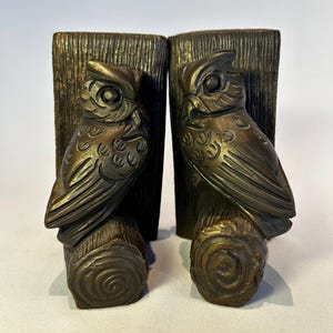 Bookends owls made of plaster decoration bookshelf vintage bookend plaster study rustic owl figure for the shelf bookend animals vintage
