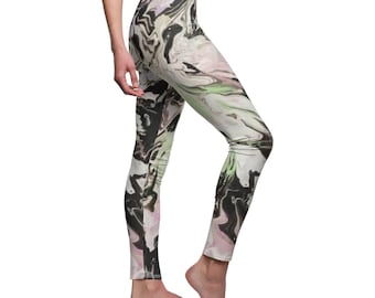 Women's Cut & Sew Casual Leggings (AOP) Comfy Cozy Abstract Leggings Spiral Mazing