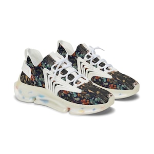 Vintage Floral Mesh Sneakers, Women's Fashion Shoes