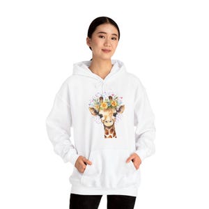 Floral Giraffe Hoodie: Women&#39;s Animal Print Pullover