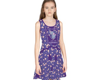 Girls Elephant Sundress: Purple Summer Dress