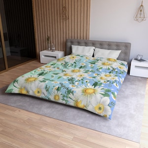 Daisy Floral Duvet Cover: Botanical Microfiber Bedding