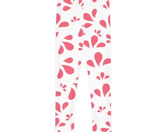 Really Cute Kids White Full-Length Leggings (AOP), Trendy Kids Pants, Soft Stretch Leggings, Birthday Leggings, Dance Leggings