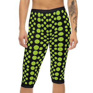Pickleball Capri Leggings: Women&#39;s Sport Black Athletic Pants