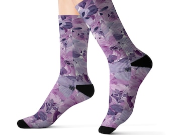 open lace back dress Premium White Purple Birdseye Dress Socks main image 0
