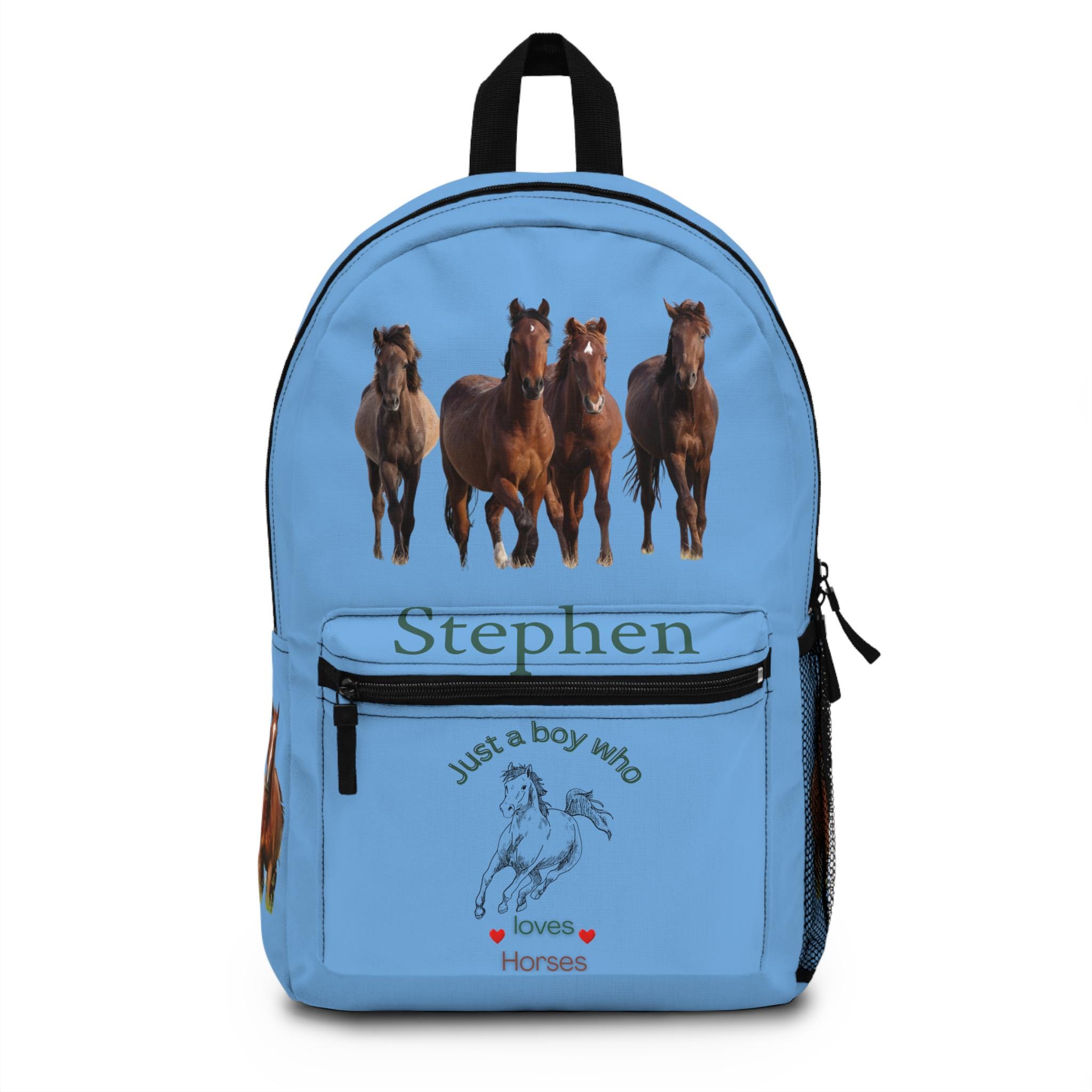 Personalized Blue Horse Backpack: School Travel Beach Bag - Etsy display picture 3