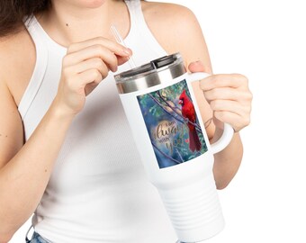 Taza de viaje motivacional Cardenal: Taza térmica de acero inoxidable con aislamiento (110 g)