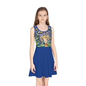 blue giraffe print dress Blue Giraffe Print Dress – By Adiva main image 1
