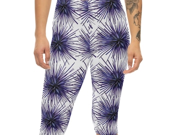 Purple Sparkles Capri Leggings, Women's Yoga Workout Pants