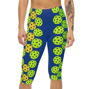 Sport Blue Pickleball Capri Leggings: Women&#39;s Athletic Activewear