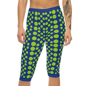 Sport Blue Pickleball Capri Leggings: Women&#39;s Athletic Activewear