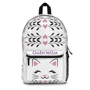 Personalized Cat Backpack: Kids Travel School Bag, Polyester