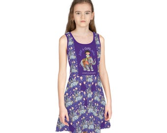 Paarse olifant-zonnejurk meisjes: mouwloze zomer kinderkleding