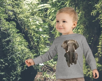 Elephant Toddler Long Sleeve Tee: Jungle Animal Print