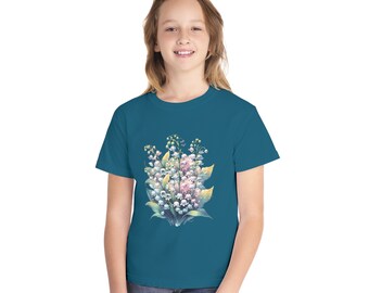 T-shirt floral jeunesse muguet, chemise à fleurs de naissance de mai, chemise jardin, chemise fille, T-shirt à fleurs, t-shirt à fleurs