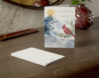 Red Cardinal Sympathy Card: 'I am with you Always' Message