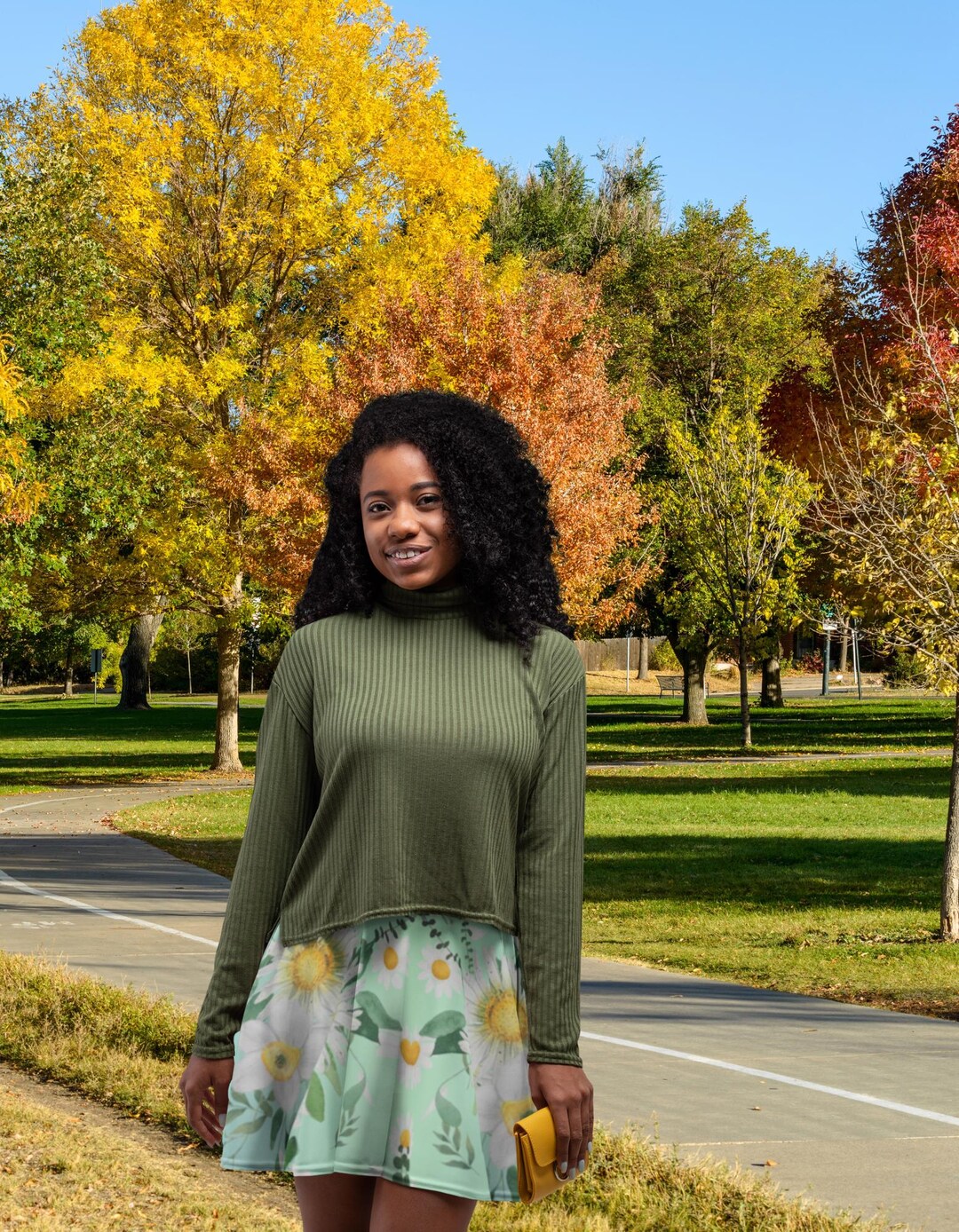 Light Green Daisy Skater Skirt: Women's Floral A-line Skirt - Etsy