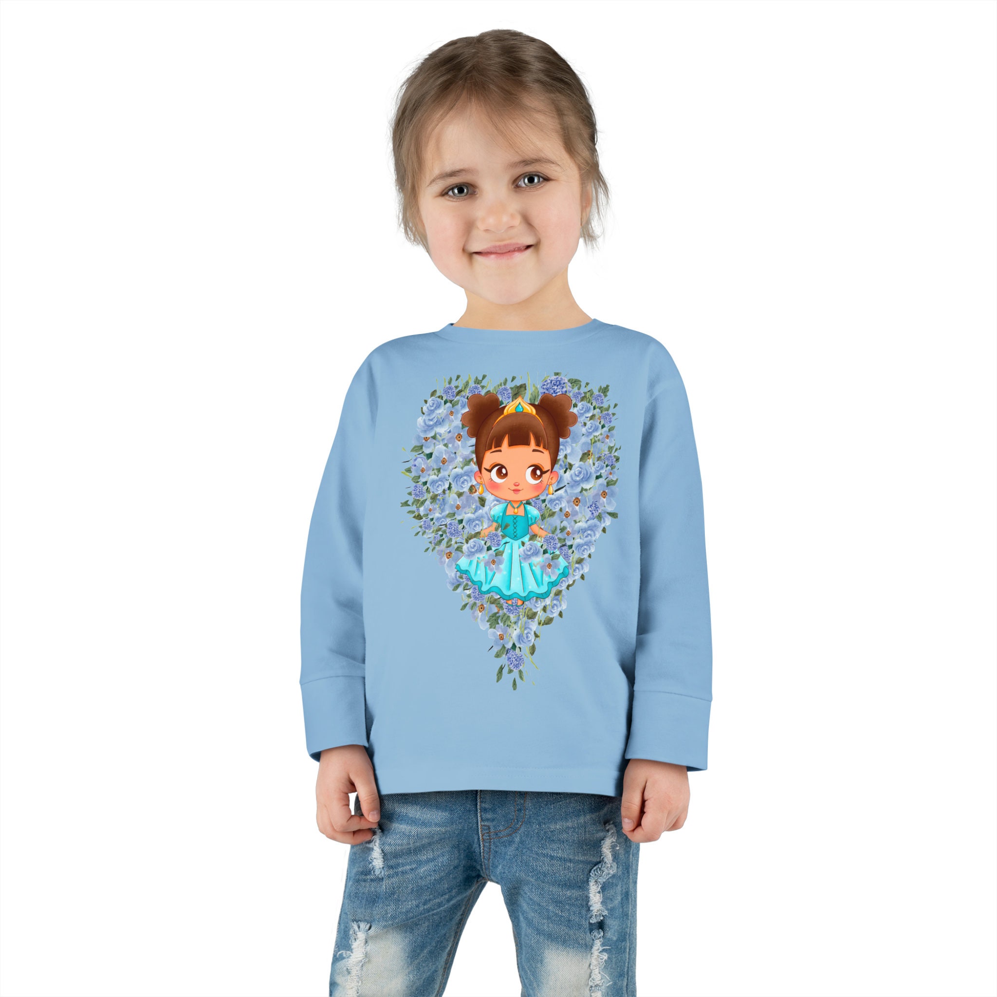 Princess Gabriella Blue Floral Toddler Long Sleeve Tee