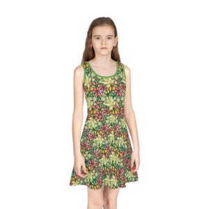 Girls Spring Flower Sundress: Colorful A-Line Dress
