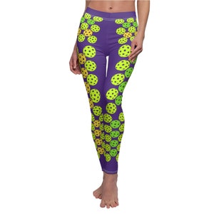Sport Pickleball Leggings: Purple Athletic Yoga Pants