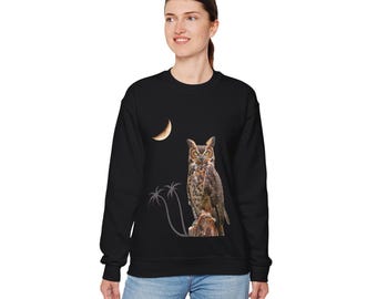Unisex Owl Sweatshirt: Animal Crewneck Pullover, Cotton Blend