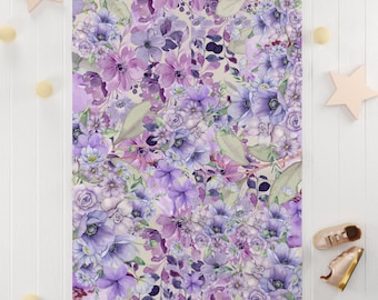 Purple Floral Fleece Baby Blanket: Soft Garden Blanket (30" x 40")