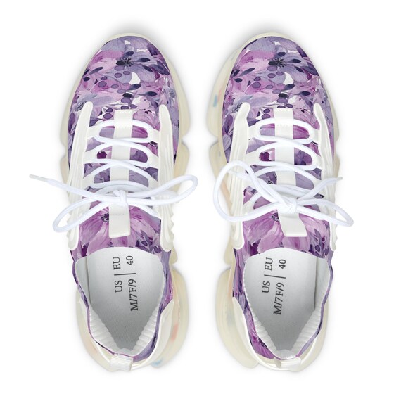 Floral Mesh Sneakers, Purple Pink Athletic Shoes - Etsy Israel display picture 1