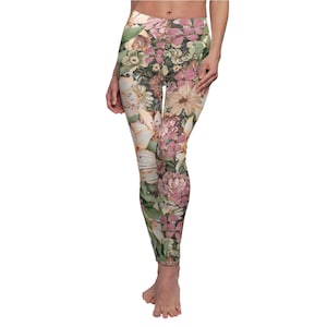 Vintage Floral Leggings: Women's Polyester Spandex Lounge Pants