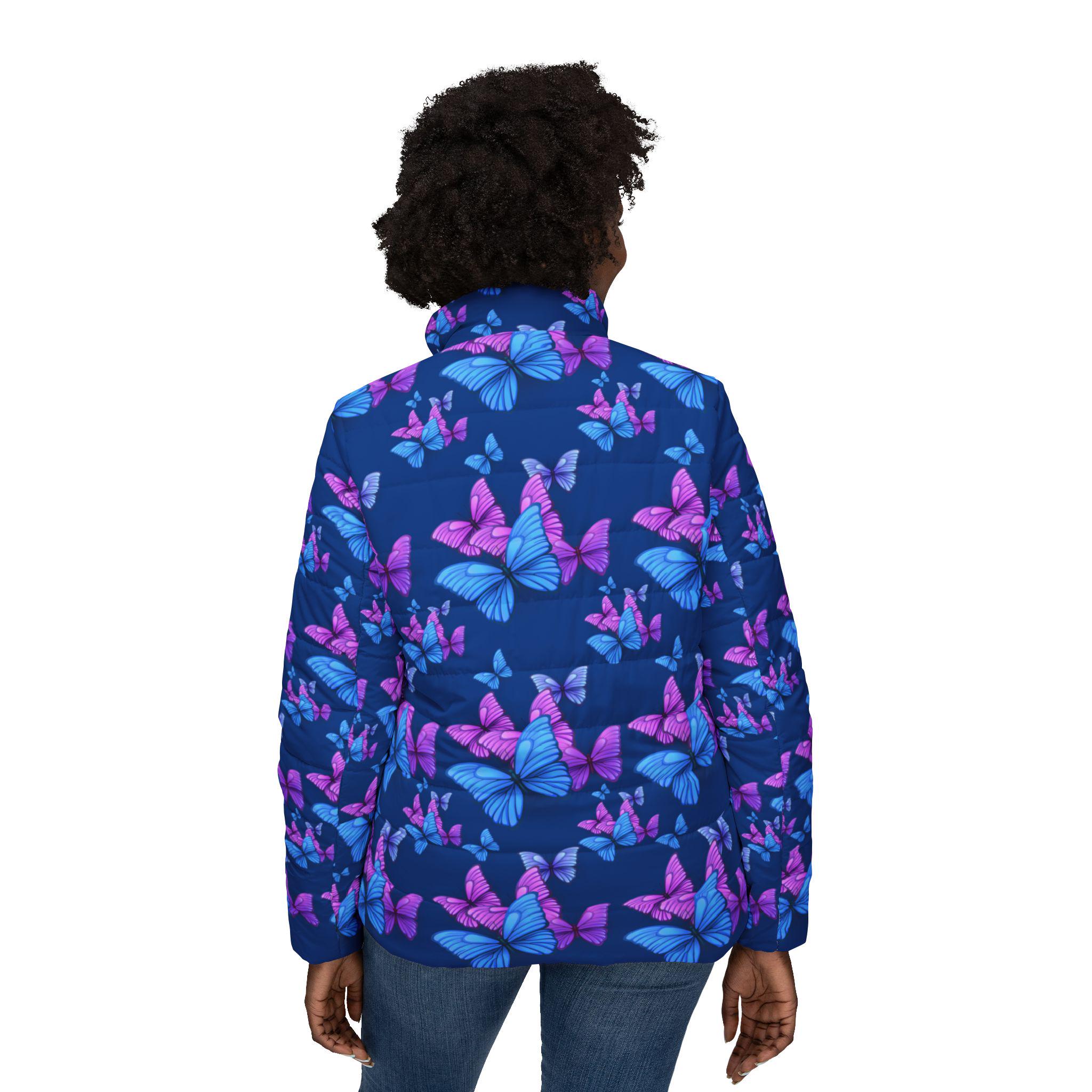 Butterfly Print Puffer Jacket: Women