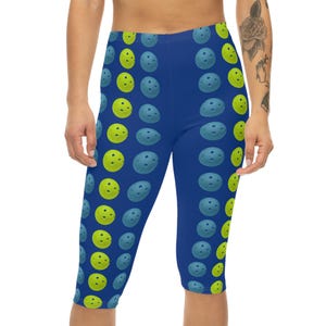 Sport Blue Capri Leggings 2, Pickleball Leggings, Women&#39;s Athletic Pants, Workout Leggings, Fitness Capris