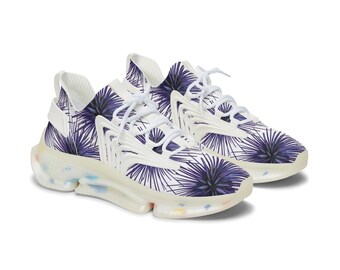 Mesh Purple Sneakers, White Sole, Athletic Fashion Footwear