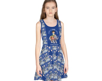Blauwe olifant-zonnejurk voor meisjes: mouwloze zomerjurk