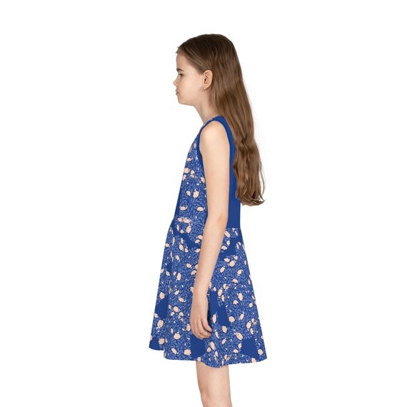 Girls Blue Elephant Sundress: Sleeveless A-Line Dress Girls Blue Elephant Sundress: Sleeveless A-Line Dress