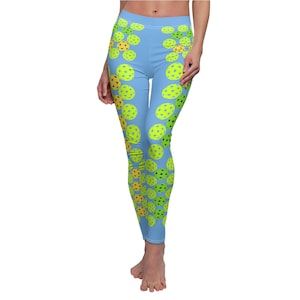 Pickleball Leggings: Light Blue Sport Tights, Women&#39;s Workout Pants