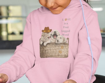 Toddler Pullover Fleece Hoodie Love is a Four Legged Word 8 Kids Shirt Animals Hoodie Cute Hoodie Dogs Hoodie