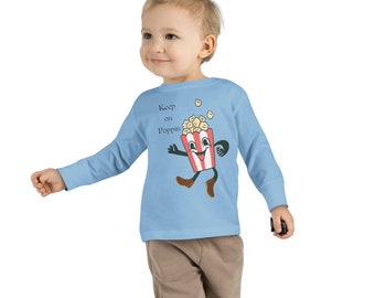 Popcorn Sandy Keep on Poppin T-shirt à manches longues pour tout-petit, chemise pour enfant, pop-corn à manches longues, pop-corn, mignon à manches longues
