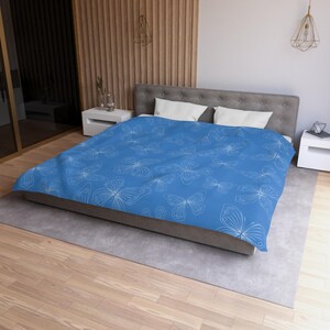 Blue Butterfly Duvet Cover: Microfiber Bedding Set