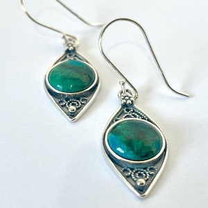 Eilat Stone 925 Sterling Silver Earrings, Drop Earrings,Filigree Dangle Earrings,Judaica earrings  Jewelry,Israeli Earrings,Jewish Jewelry