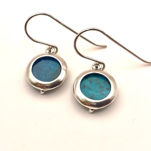 Eilat Stone 925 Sterling Silver Earrings, Round Earrings,Modern Earrings,Judaica earrings ,Israeli Earrings,Jewish Jewelry,Dangle earrings.