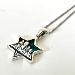 925 Sterling Silver Necklace,Eilat Stone Pendant,Star of David Necklace,Jerusalem Jewelry,Judaica Jewelry,Israel Jewelry ,Jewish Jewelry.